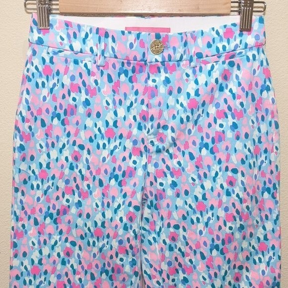 Lilly Pulitzer Divia Blue Pink Dottie Stretch Ankle Pant - Picture 4 of 14